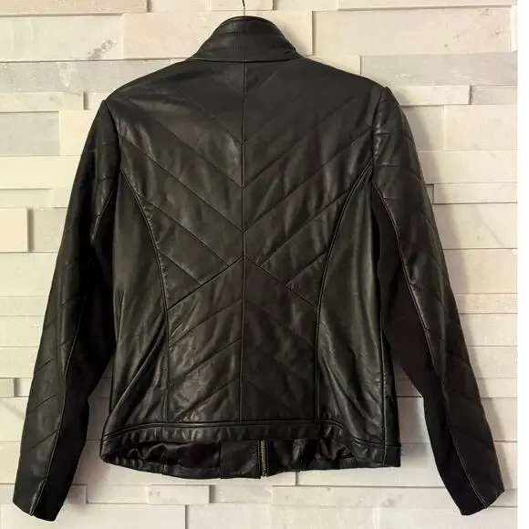 BADGELY MISCHKA Eloise Quilted Leather Jacket L Goth Grunge Dark Romance - Picture 2 of 8